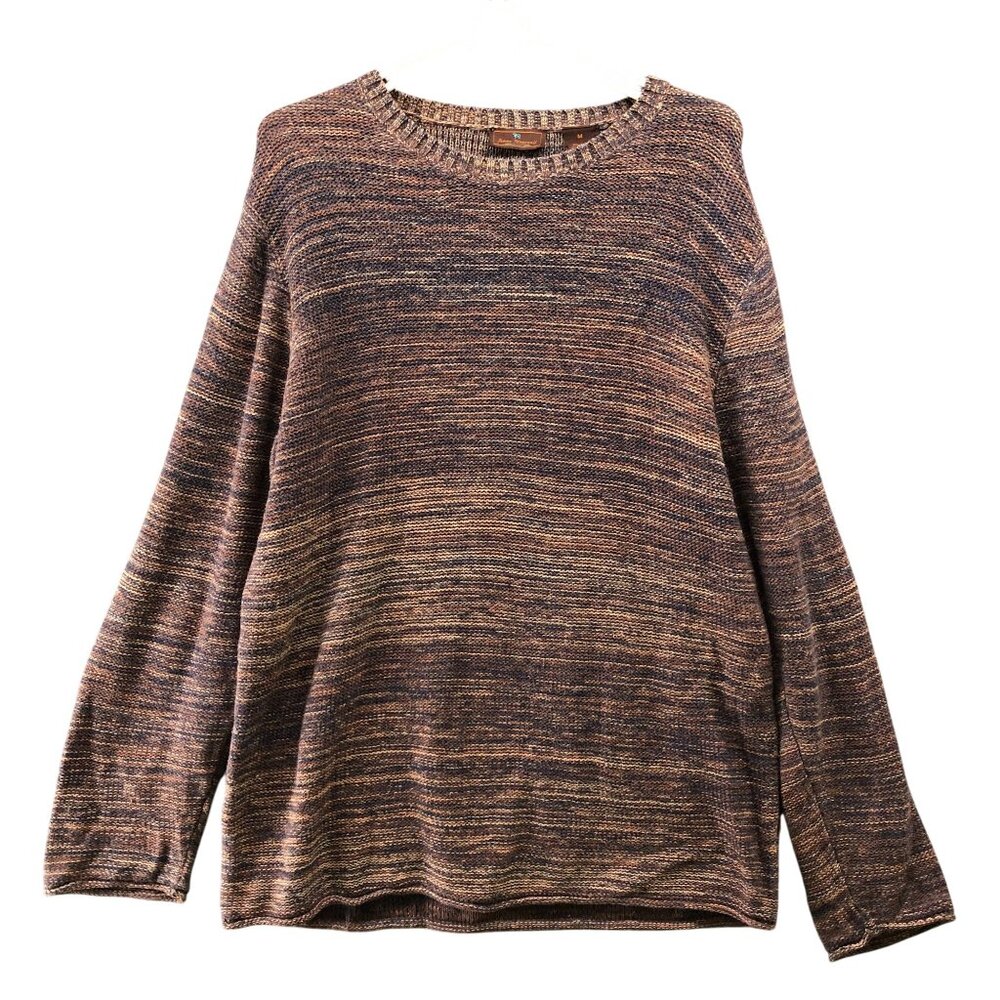 James Tattersall Cotton Cashmere Sweater Mens‎ M Marled Brown Crewneck Relaxed